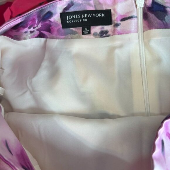 Jones New York Floral Pencil Skirt size 12 Pink  Womens satin Cotton blend new - Picture 4 of 10